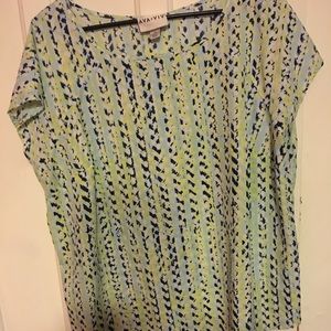 Blue green patterned top